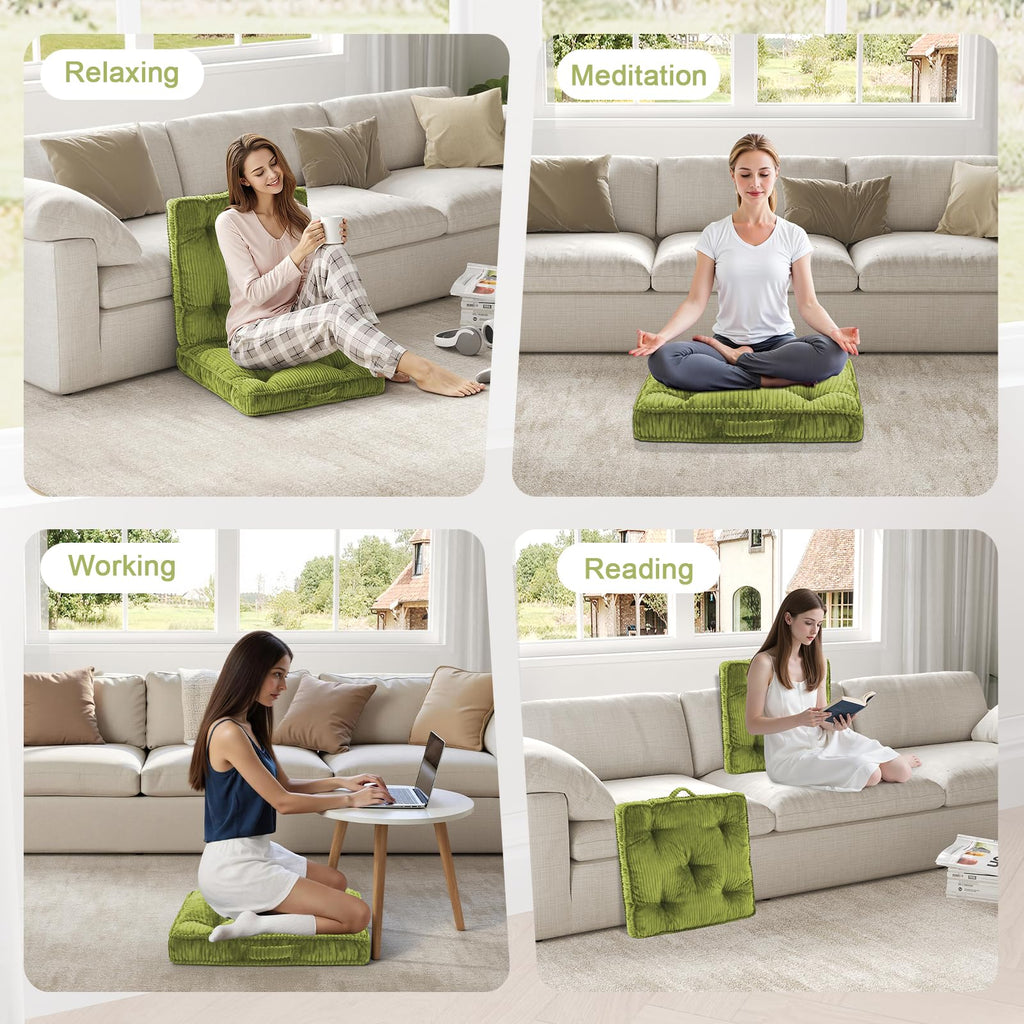 Meditation Floor Cushion, 24x24 Tufted Floor Pillow for Adults