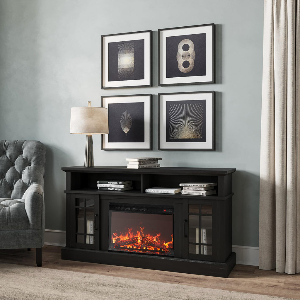 Astorga 58" TV Stand with 23" Electric Fireplace - Rustic Grey