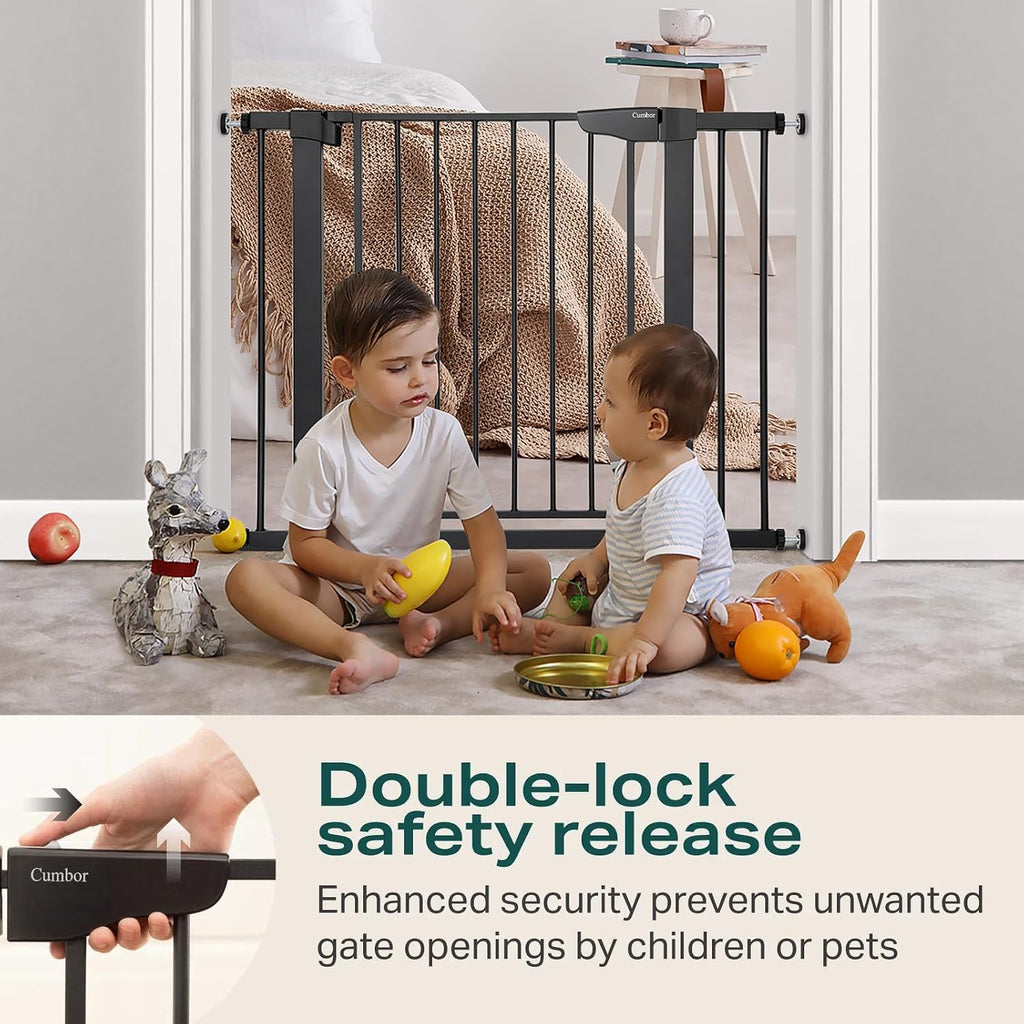 30-40.6 in Baby Gate for Stairs and Doorways, Dog Gate Indoor Black