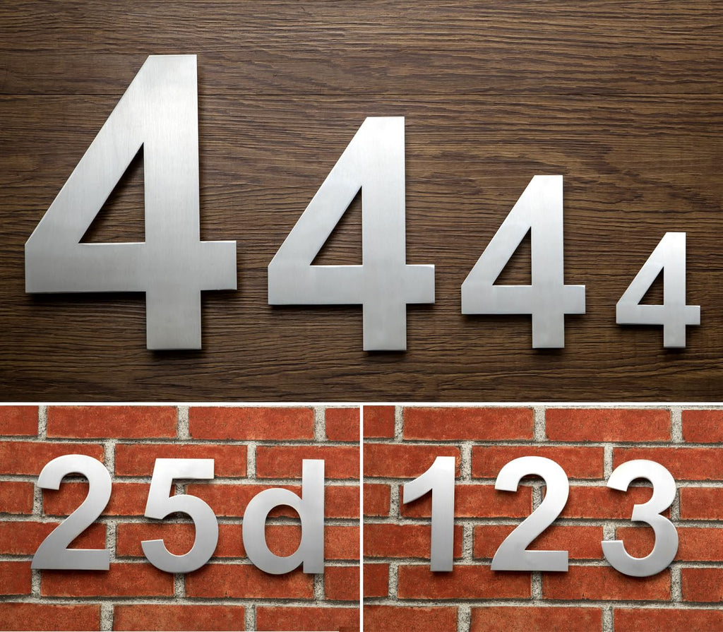 12 Inch Floating House Number 4 - Brushed 304 Stainless Steel