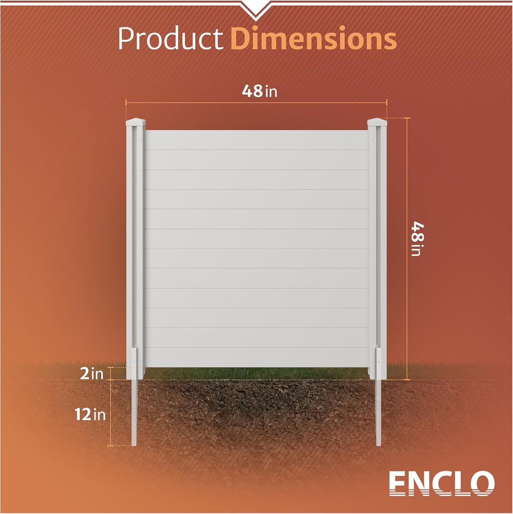 4ft H x 4ft W (2 Panels) No Dig Premium White Vinyl Privacy Screen, Outdoor Privacy Panels, Use As Air
