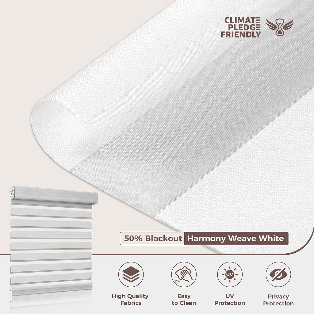 No Drill No Tools Cordless Zebra Blinds, Renter Friendly, Dual Layer Shades for Indoor Windows, Easy to Install