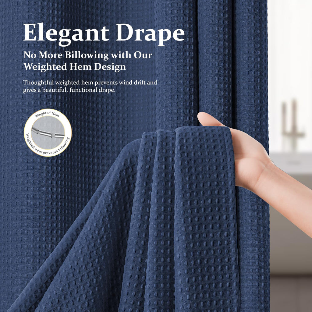 Stall Waffle Shower Curtain 256 GSM Heavy Fabric 36x72 Navy Blue