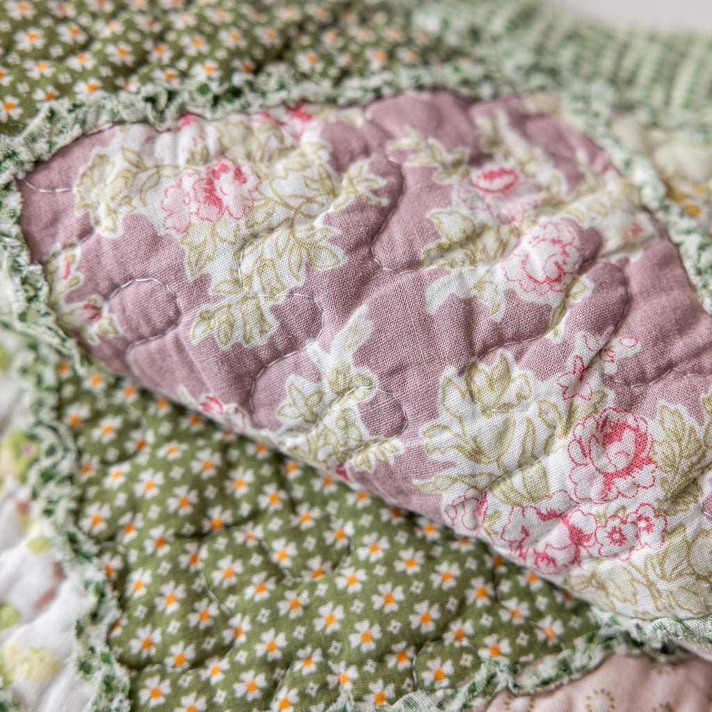 Fall Set of 2 Quilted 100% Cotton Boho Throw Pillow Covers 18" x 18" Farmhouse Country Floral Patchwork Decorative