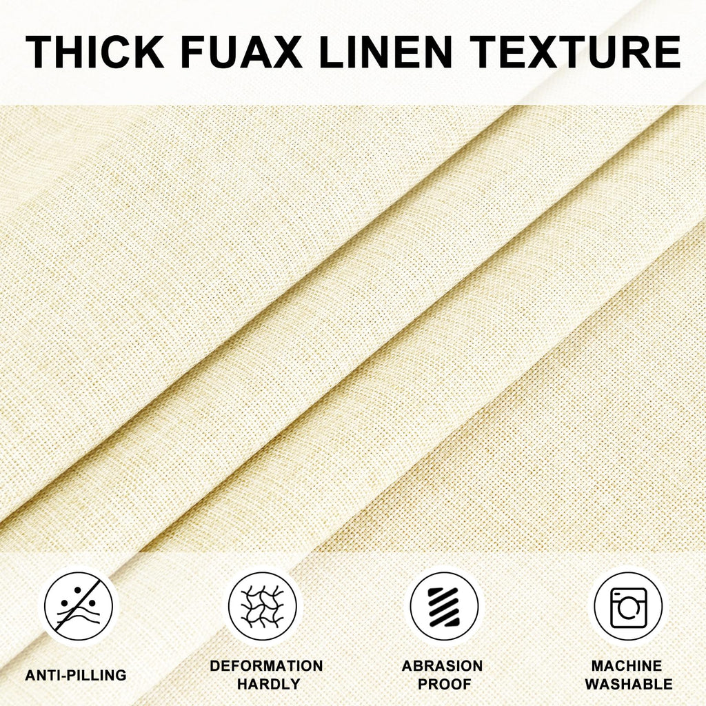 Faux Linen Table Cloth 102 Inch Round, Champagne