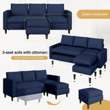 3-Seat Convertible L-Shaped Sectional Sofa with Reversible Ottoman