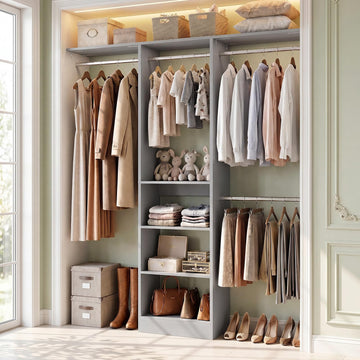 4FT Small Closet Organizer System with 4 Hanging Rods & 3 Shelves