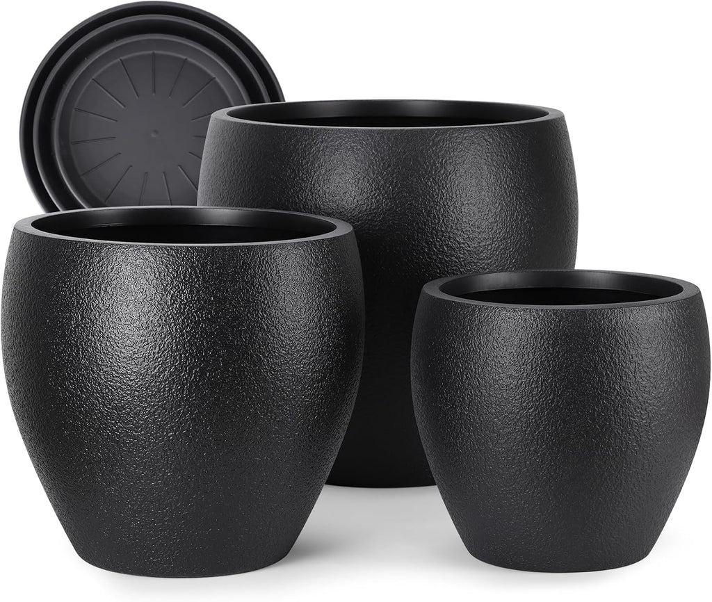 Plant Pots 17.5/14.8/12.2 inch Set of 3, Flower Pots with Drainage Holes, Large Planters for Indoor Outdoor Garden