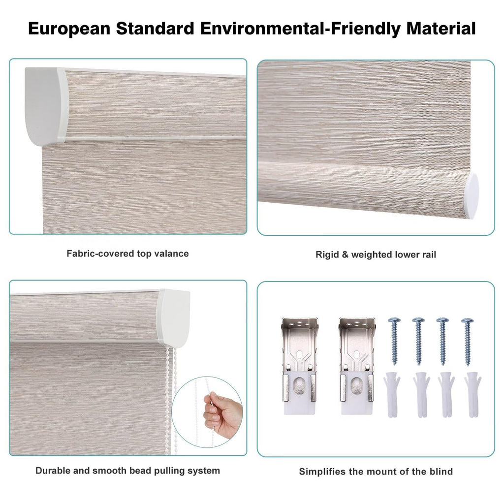 Size Custom Corded Roller Shades, Blackout Roller Window Blinds with Thermal Insulated, Easy Installation Brown