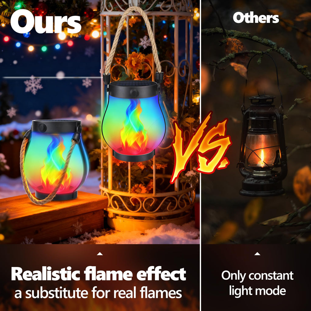 1 Pack Gen2 Solar Lantern Lights with Ultra-Real Flame, Multicolor