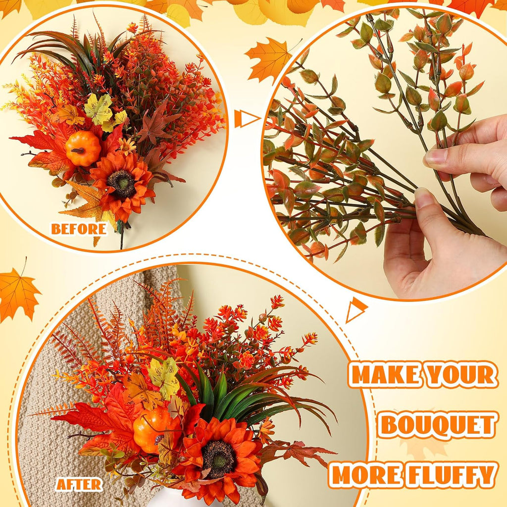 Fall Cornucopia Centerpiece Set with Leaves Pumpkin,Elegant