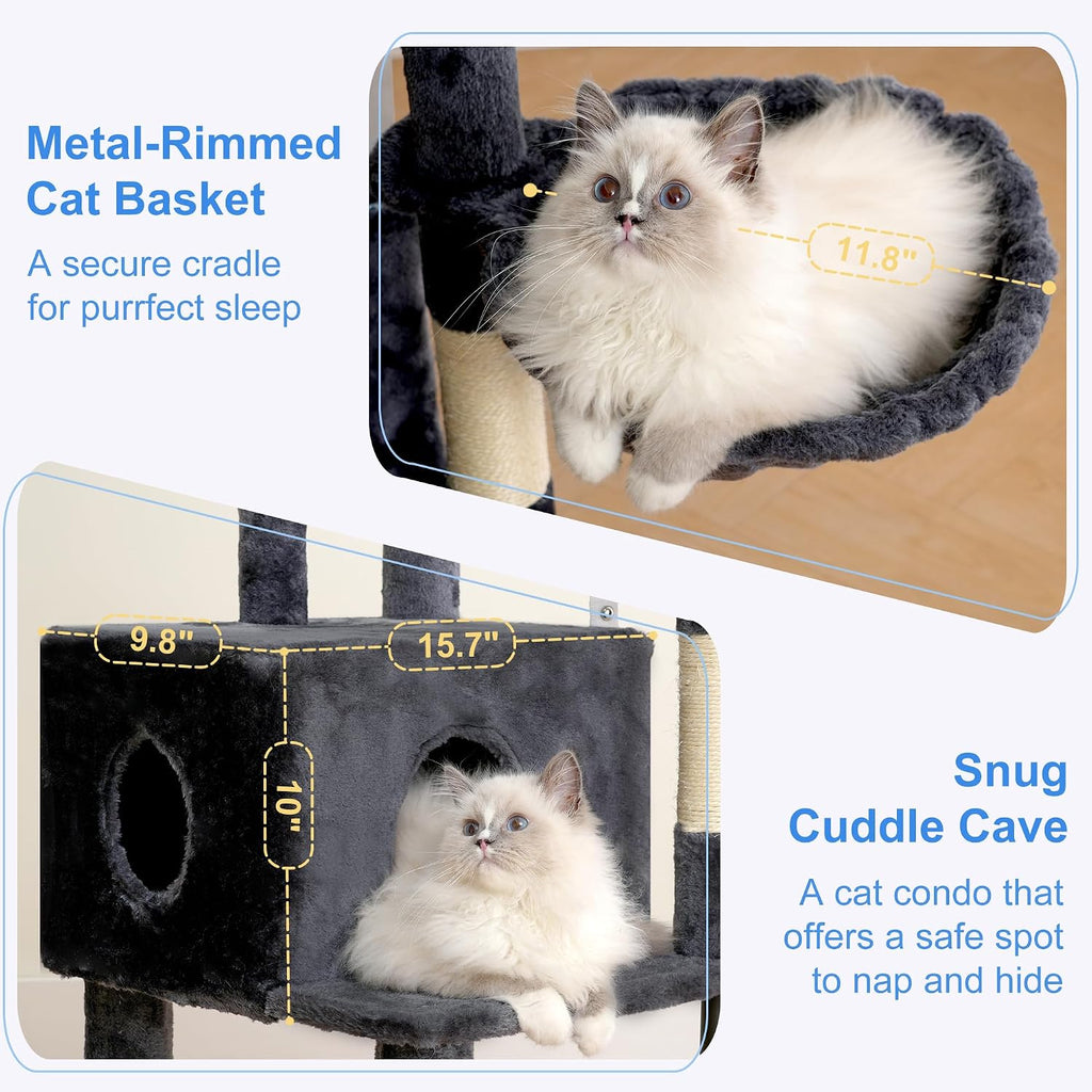 Cat Tree, 45.3" Cat Tower for Indoor Cats with Large Perch