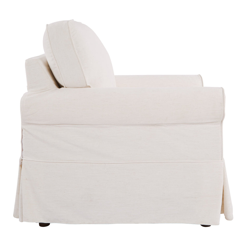 Ashton Rolled Arm Chair with Slipcover, White