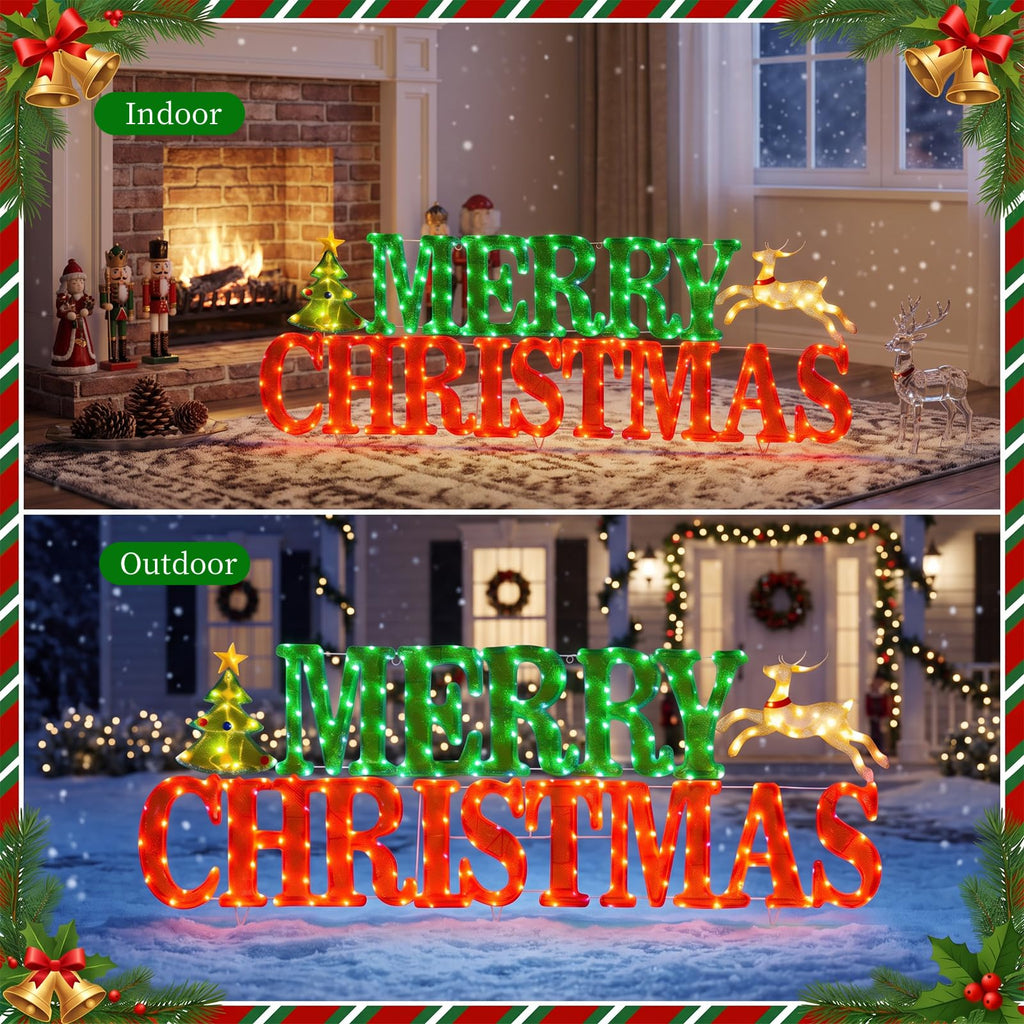 60 in Lighted Merry Christmas Sign Outdoor, 300 LED Yard Decor