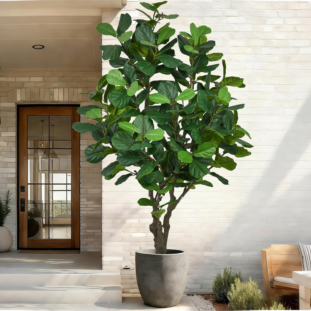 Fiddle Leaf Fig Tree 8FT - Large Fake Tree with 260 Fiddle Leaves, 96" Tall Faux Ficus Lyrata Tree Floor Plants in