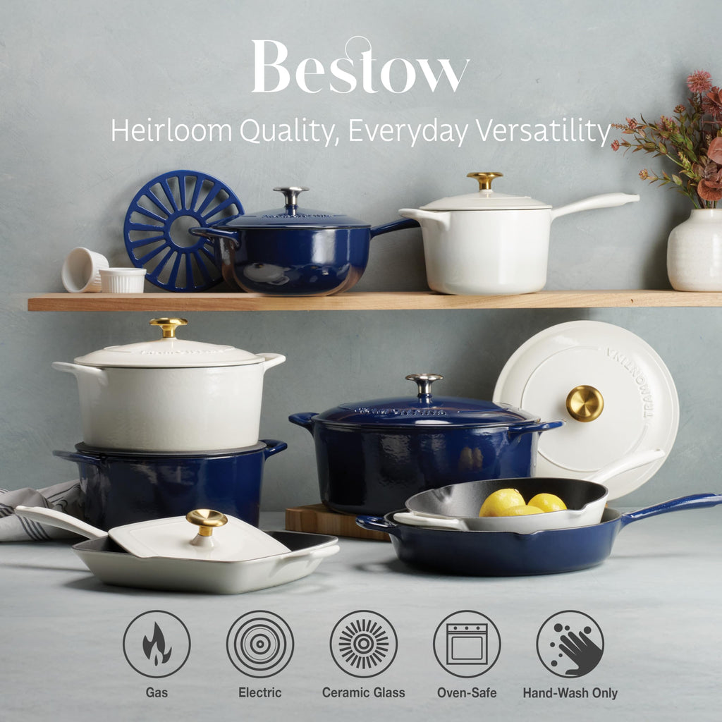 Bestow Enameled Cast Iron 7-Qt Oval Dutch Oven Pot with Lid