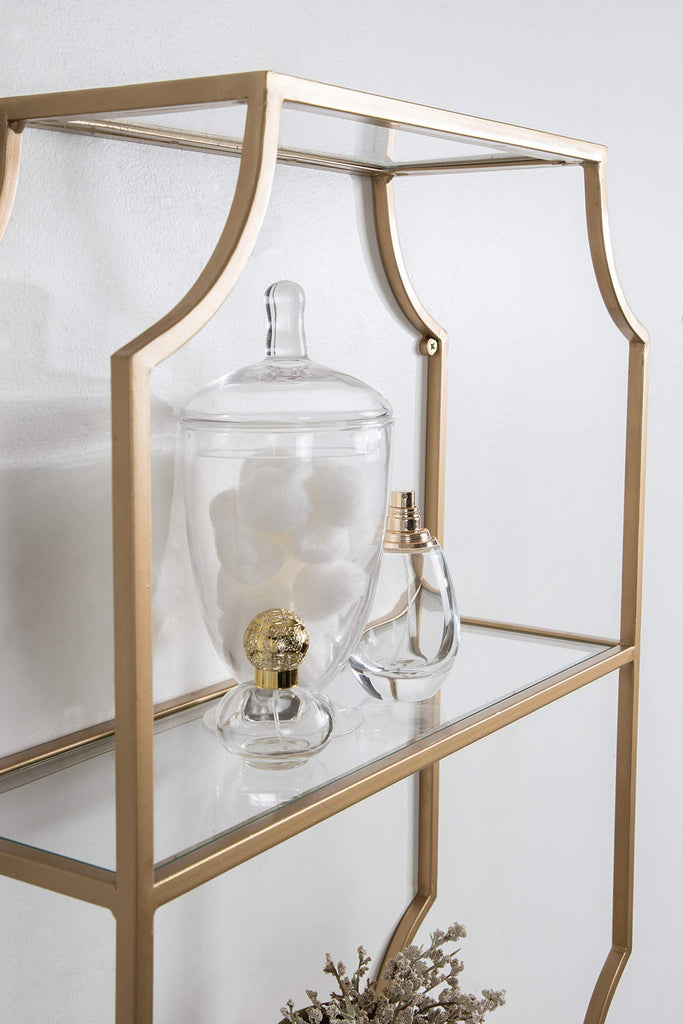 Ciel Glam Geometric Wall Shelf, 18 x 24, Gold, Decorative Shelves for Storage and Display