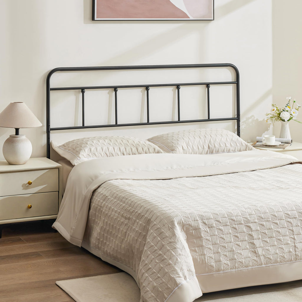 Vintage Metal Headboard Only, Adjustable Height 34-44 in, Black