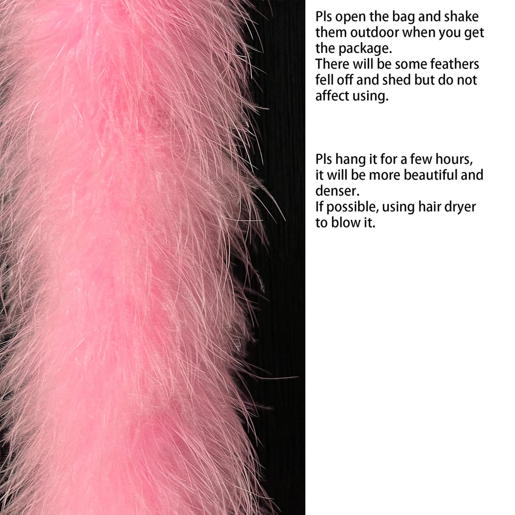 40g Fluffy Marabou Feather Boa for DIY Craft Sewing Trim Home Wedding Party Decoration-Light Pink - 2 Yards