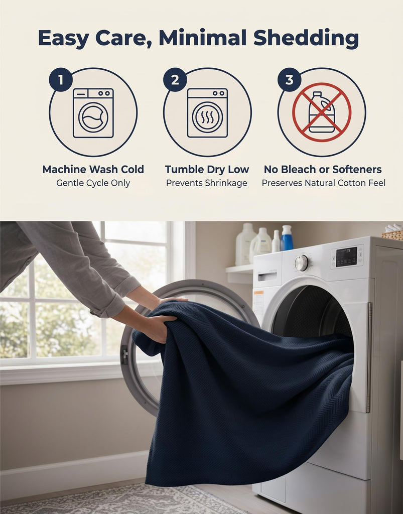 Soft Blanket, 350 GSM 100% Cotton Medium Weight