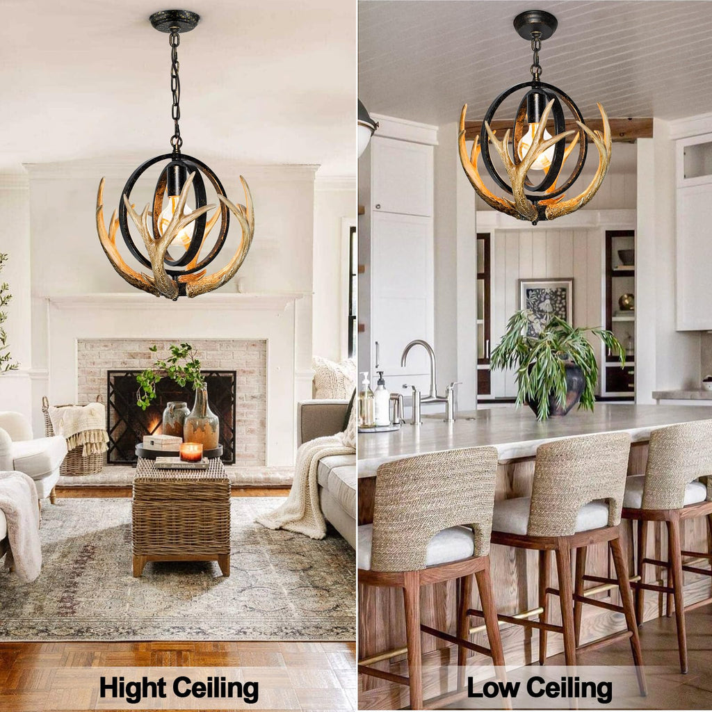 Rustic Antler Chandelier with Resin 4 Antlers