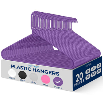 Premium 20 Pack Plastic Hangers, Lightweight, Durable, Space Saving Clothes Organizers, Suitable for Shirts
