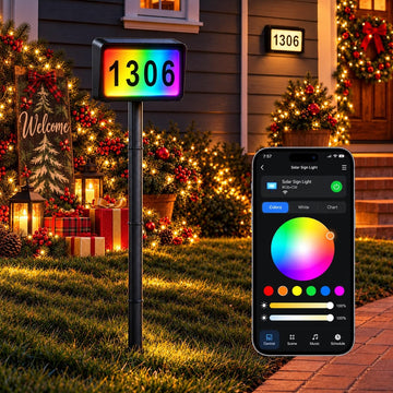 Smart Solar House Numbers, Light Up Address Signs for Outside Yard