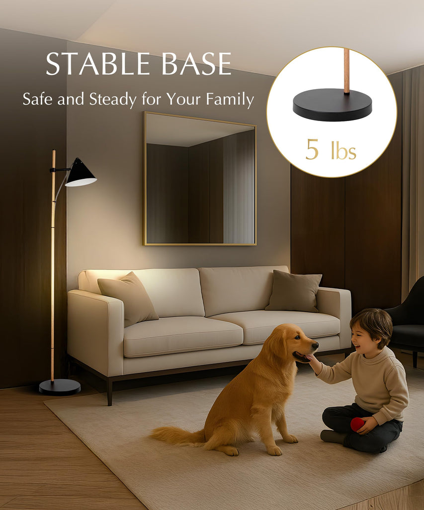 Noah 59" Wood Effect Adjustable Floor Lamp, Reading Lamp