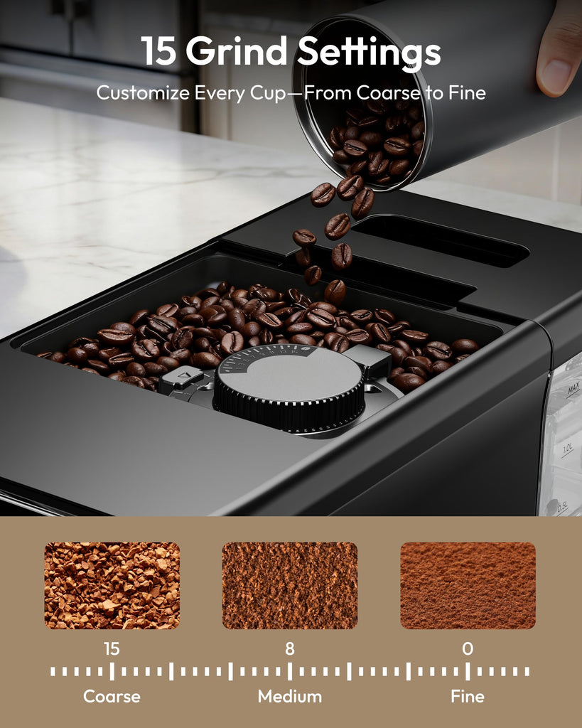 Automatic Espresso Machine with Built-in Grinder and Milk Frother