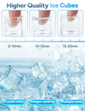 Countertop Ice Maker, 45Lbs/Day Clear Ice Cube Maker with Self-Priming Water Supply, 24 Cubes Ready in 13 Mins, 6 Ice