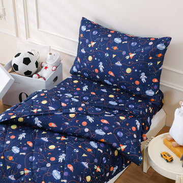 Toddler Kids Comforter Set - 4 Pieces Toddler Bedding Sets for Boys Girls Children, Ultra Soft Microfiber Bed in A