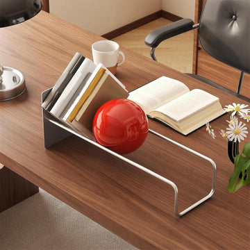 Sculptural Book Holder, Modern Decorative Bookend and Magazine Rack, Open Desktop Book Organizer Display Stand, with
