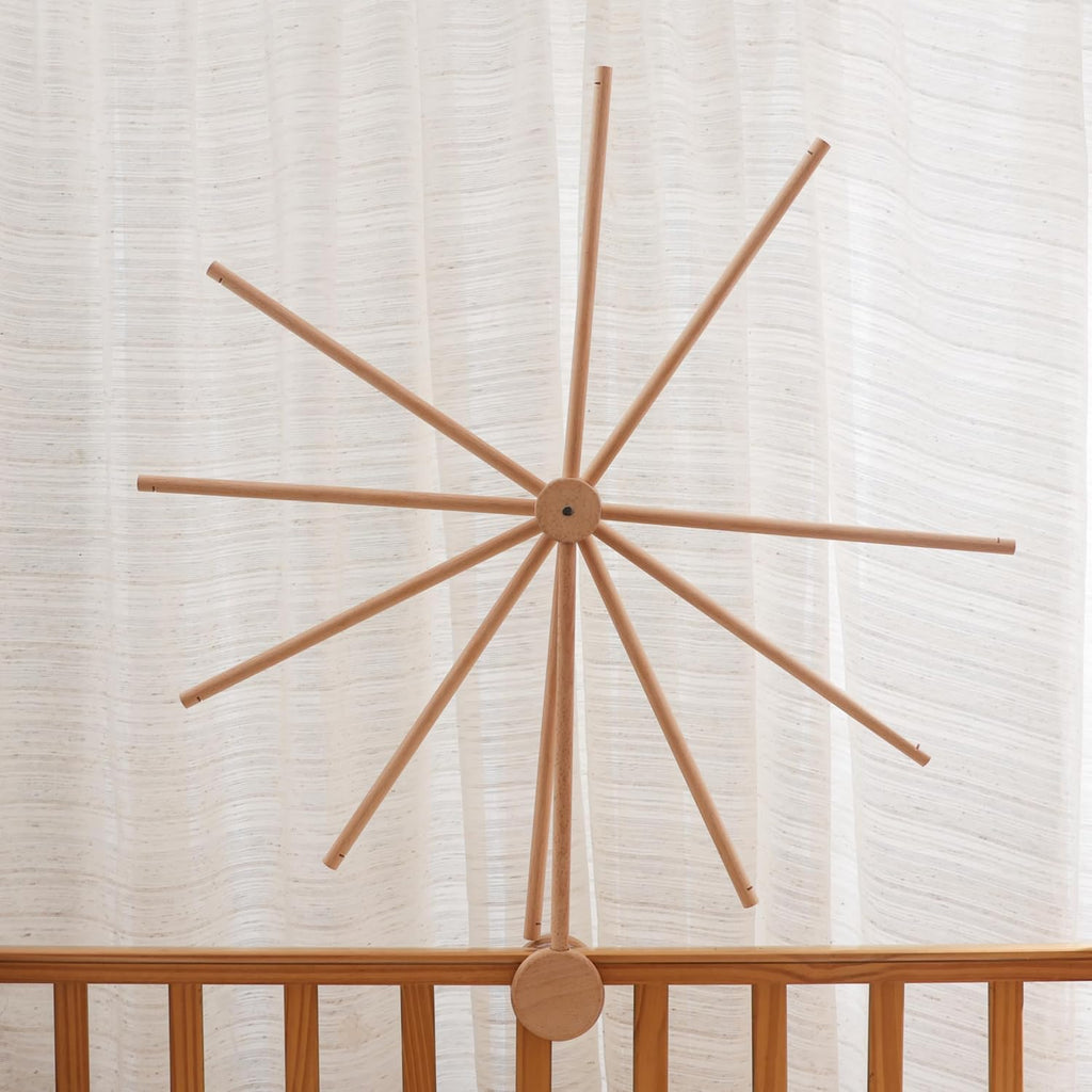 Crib Mobile Arm Wooden Holder - Baby Mobile Hanger with 360° Vertical Adjustment, Stabilizing Attachment for Added