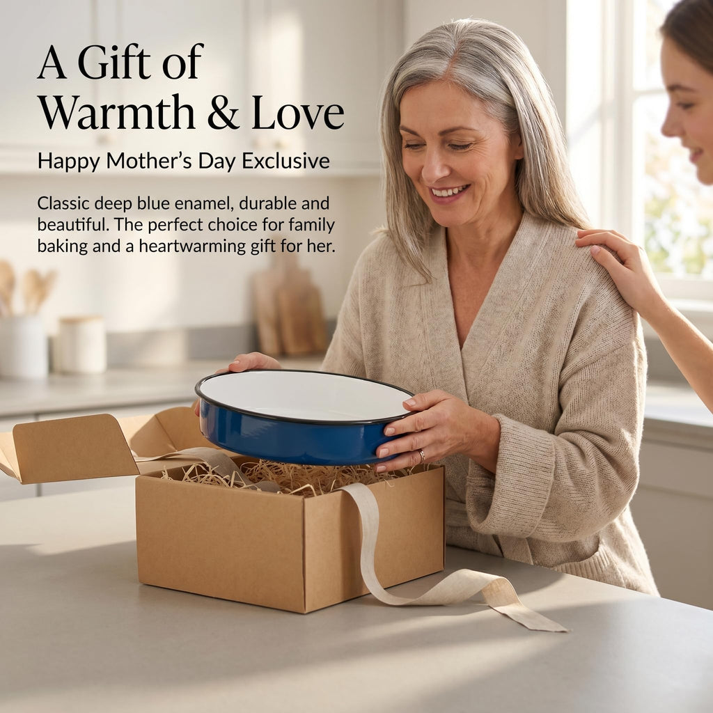12 Inch Enamel Roasting Pan for Induction Cooktops Round Baking Pan, Thanksgiving Turkey Christmas Ham Lasagna & Pizza
