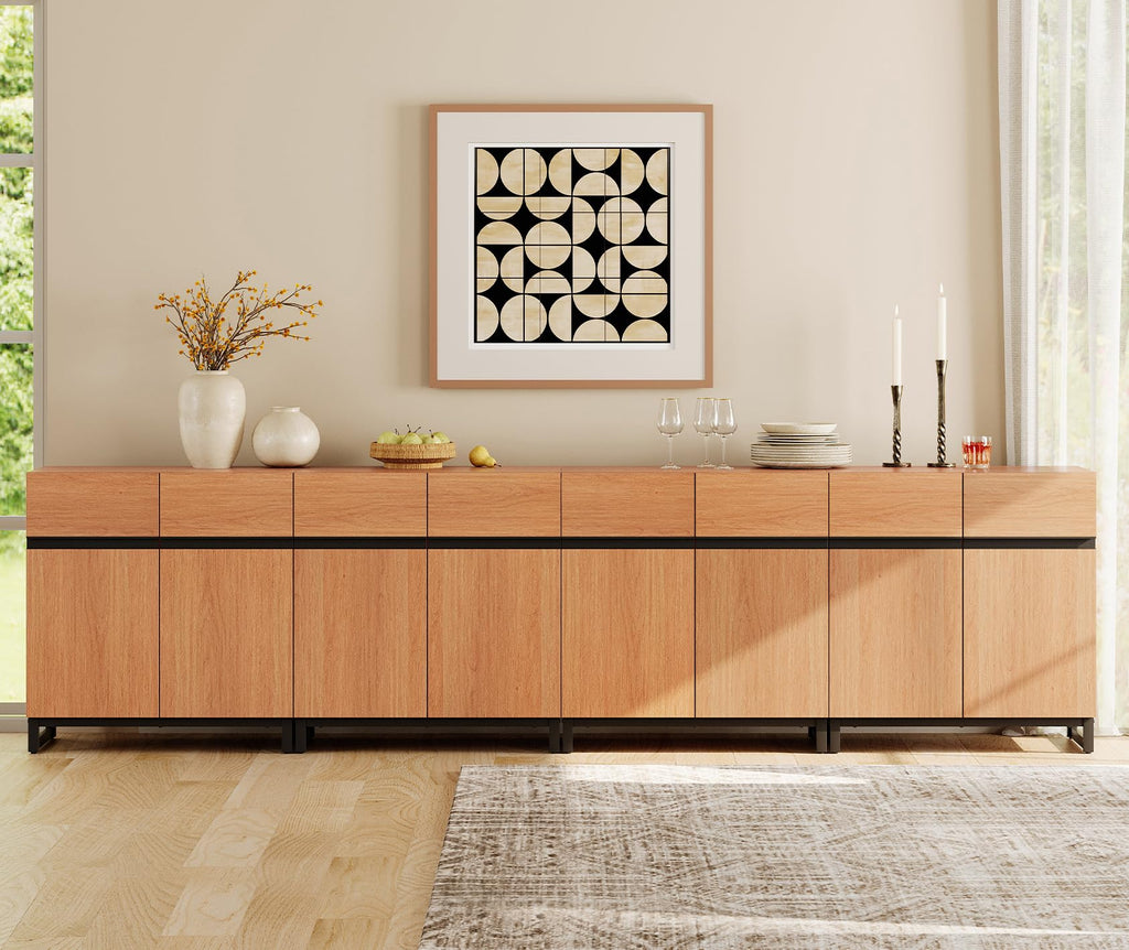 Sideboard Buffet Cabinets, Modern Sideboard with Adjustable Shelf and Metal Base, Coffee Bar Cabinet Storage Cabinet