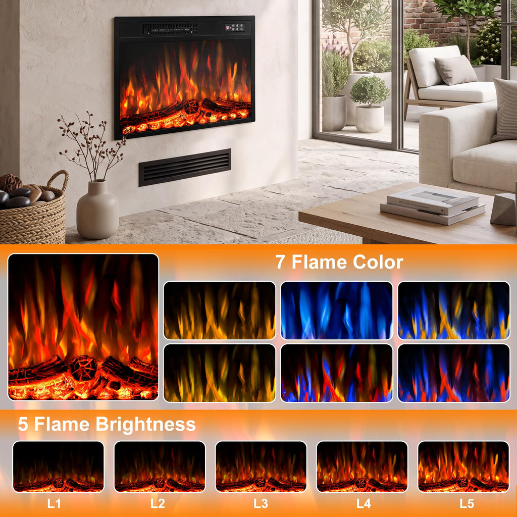 23 inch Electric Fireplace Insert, Fireplace Heater with Remote Control