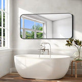 Black Bathroom Mirror, 66x30 inch Aluminum Metal Frame Rectangular Vanity Mirror, Large Wall Mounted Rectangle Mirrors
