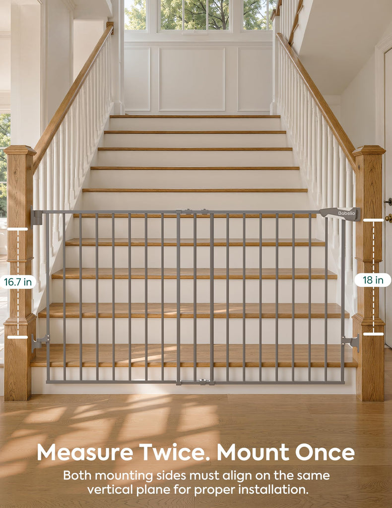 31.5-55" Extra Wide No Bottom Bar Baby Gate, 28" H, Grey