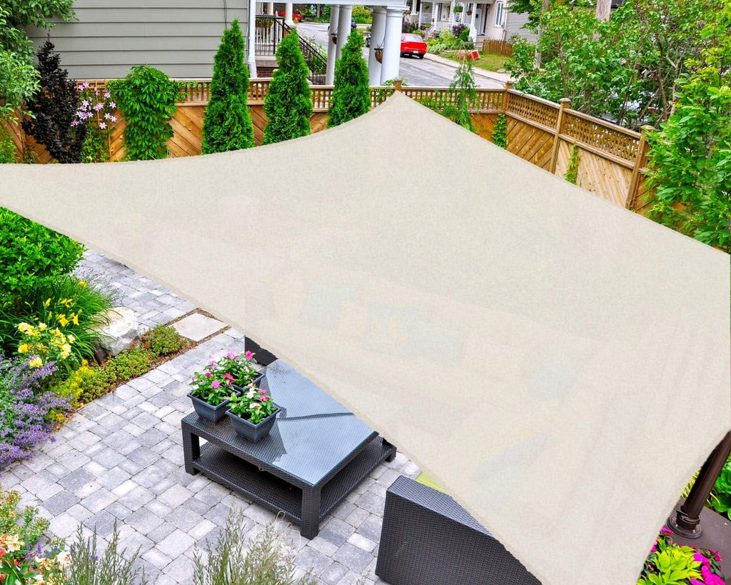 Sun Shade Sail Rectangle 16' x 20' UV Block Canopy Backyard Lawn Garden Outdoor Activities, Cream