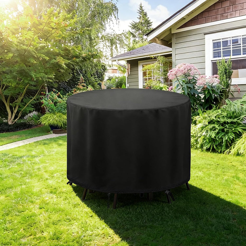 Round Patio Furniture Set Cover,Outdoor Round Table Cover 90"D x 43"H | Waterproof,Windproof,UV