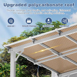 10' x 12' Wall Mounted Lean to Metal Awnings with Sloped Roof, Outdoor Patio Gazebo Awning for Backyard