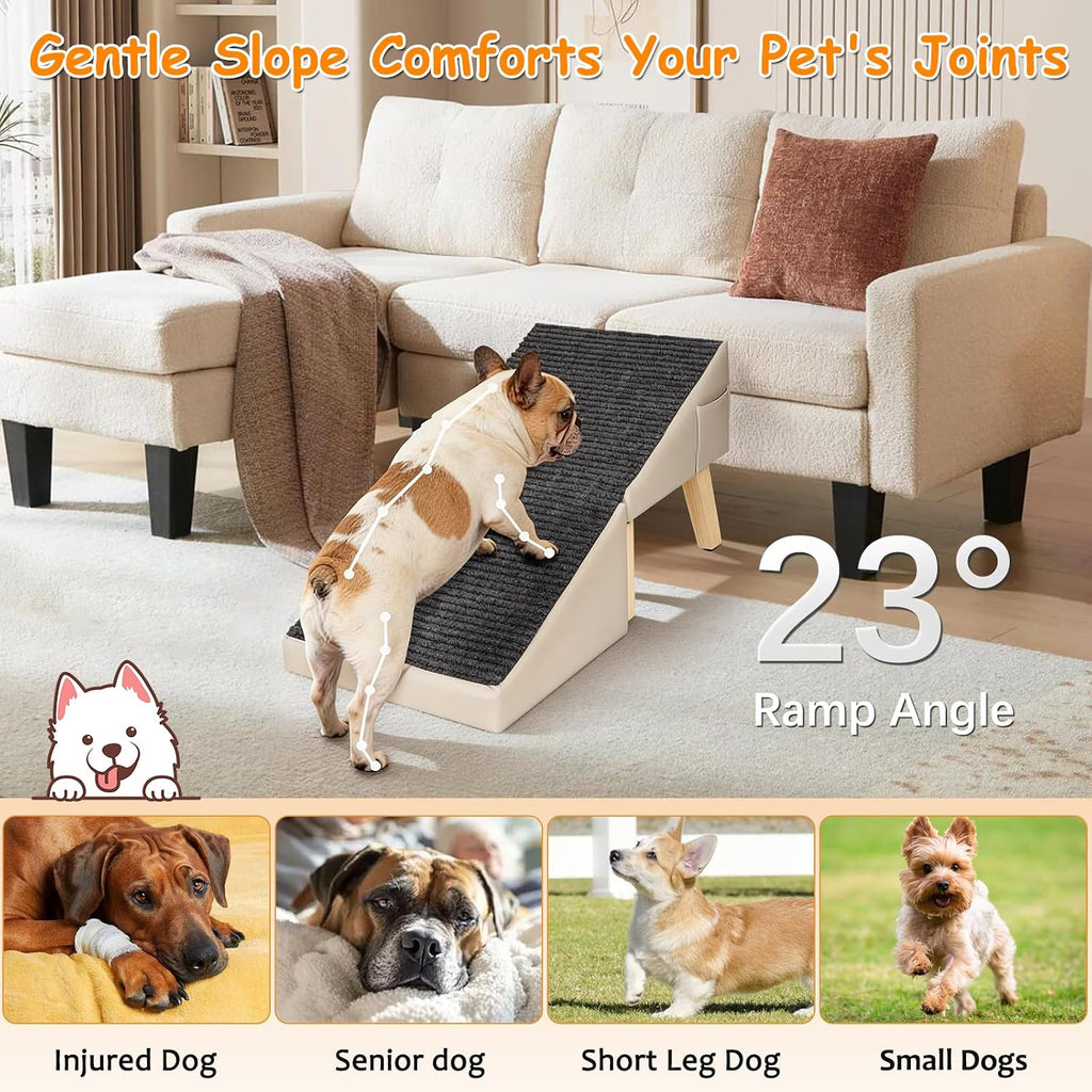 Ottoman Dog Ramp for Couch, 2-in-1 Foldable Dog Stairs for Small Dogs, Gray