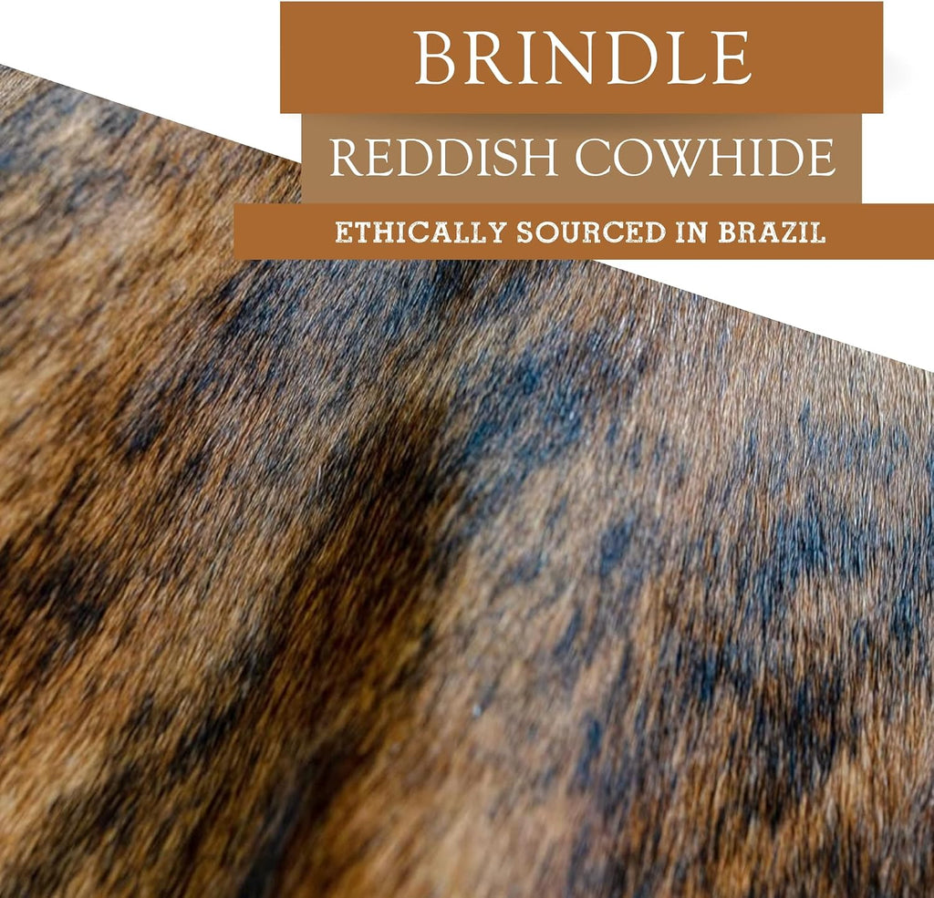 100% Genuine Brindle Reddish Cowhide Rug - Modern Style Animal Skin Rug & Floor Carpet & More - Large (6x6-7ft)