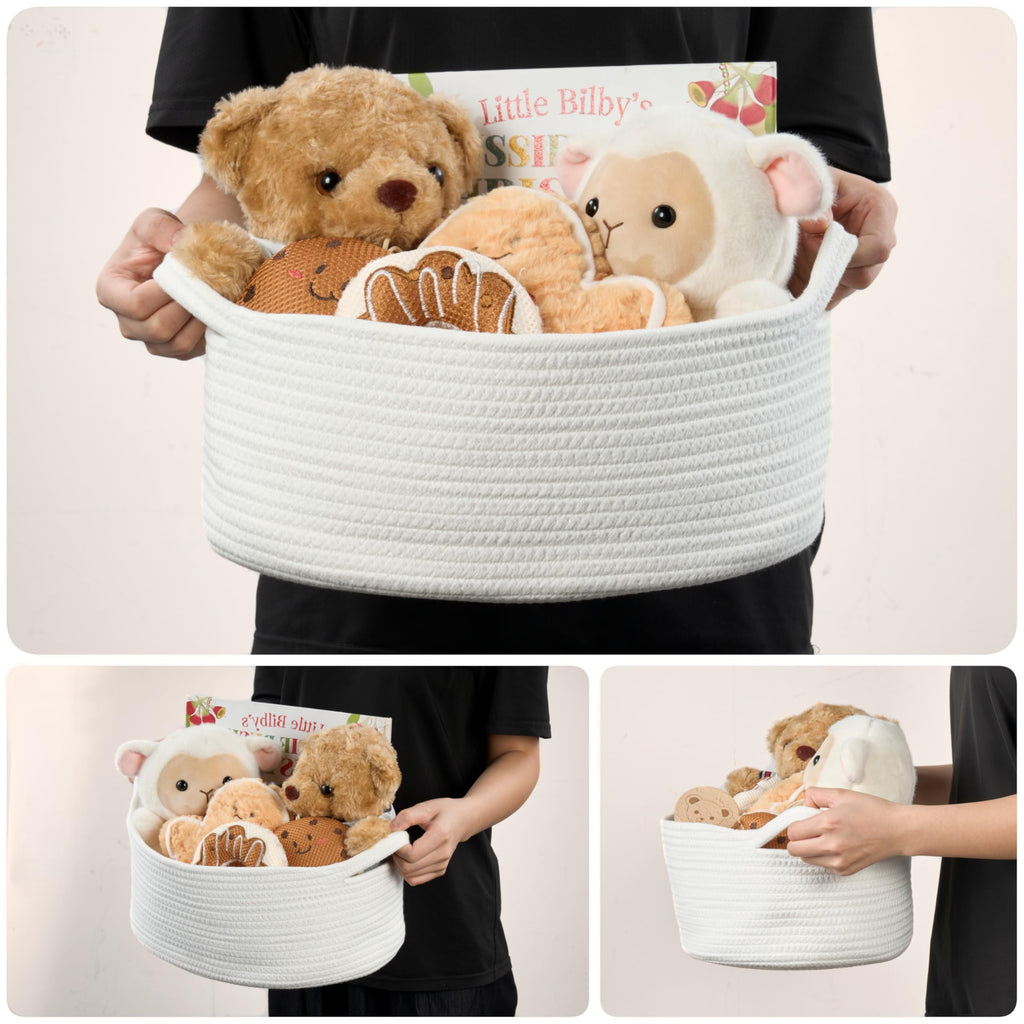 2-Pack White Gift Basket Empty, Large Baby Boo Baskets for Gifts, Halloween
