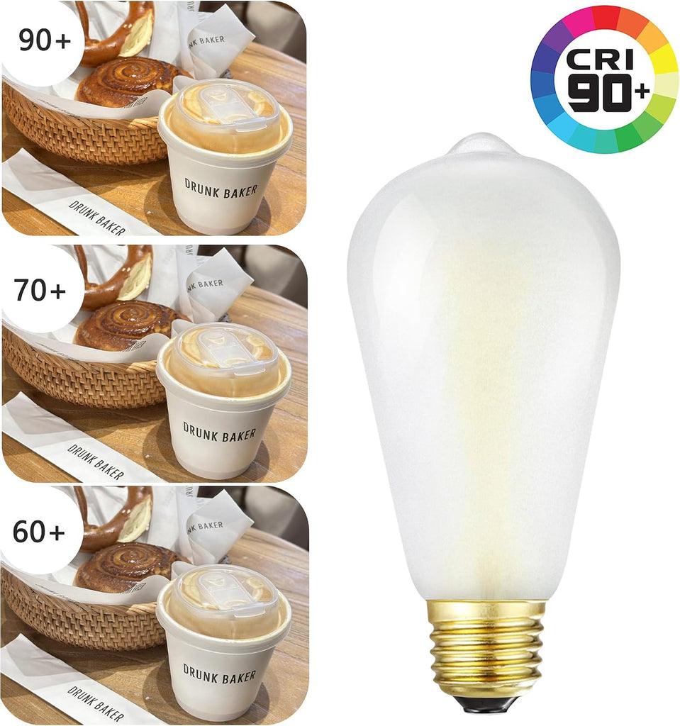 Dimmable E26 Edison Bulbs 60W Frosted 5000K Daylight White LED Bulb