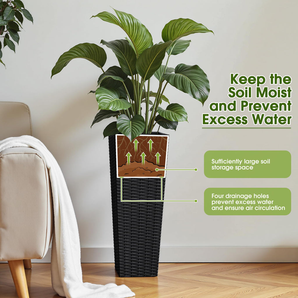 Resin 23.6'' Tall Planters, Large Taper Outdoor Planter