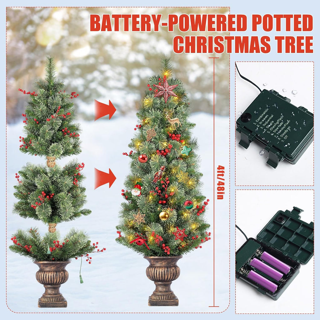4FT Battery Powered Pre Lit Christmas Tree