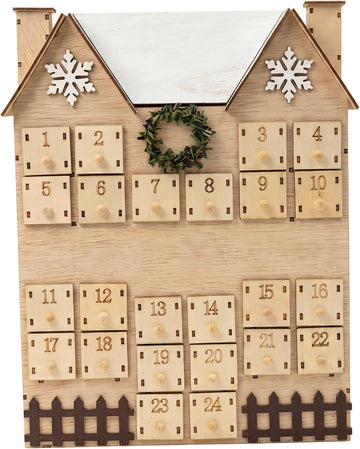 Wooden Advent Calendar Empty 24-drawer Christmas Countdown Calendar Khaki
