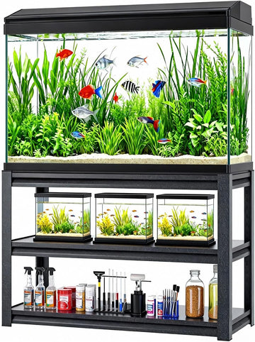 20-29 Gallon Aquarium Stand Metal Frame Fish Tank Stand with 2-Tier Storage Shelves, for 20 Gallon Long Aquarium, 34"