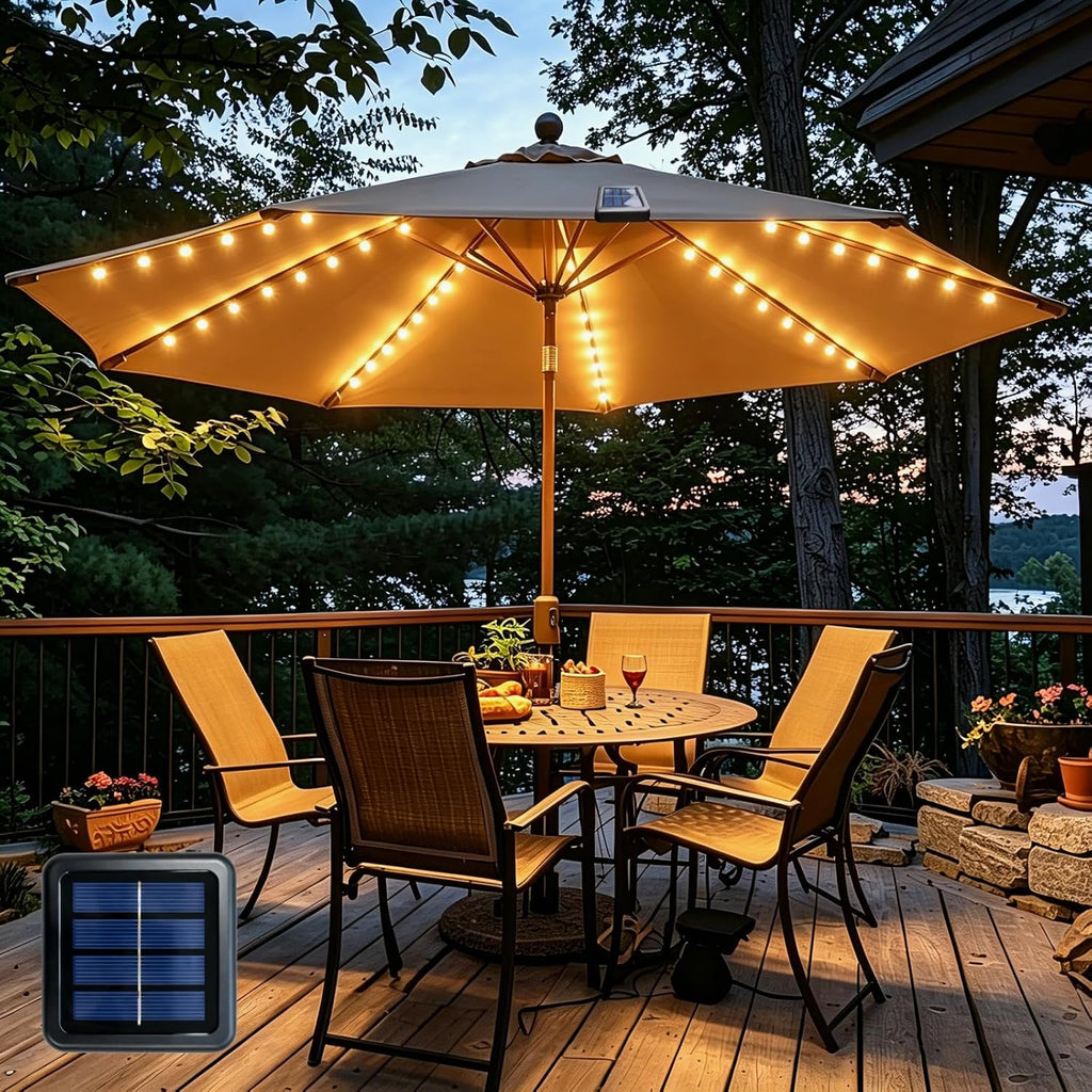 Patio Umbrella Lights Cordless 120 LED Table Umbrella Lights Solar Powered Waterproof Parasol String Lights for 7-11